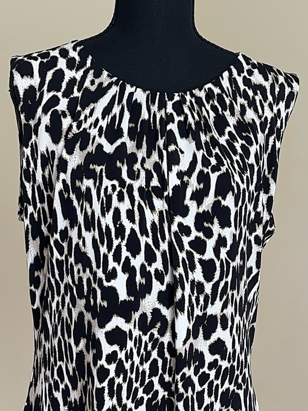 Calvin Klein Leopard Print Sleeveless Blouse Top Large Career Chic Animal - Picture 6 of 10